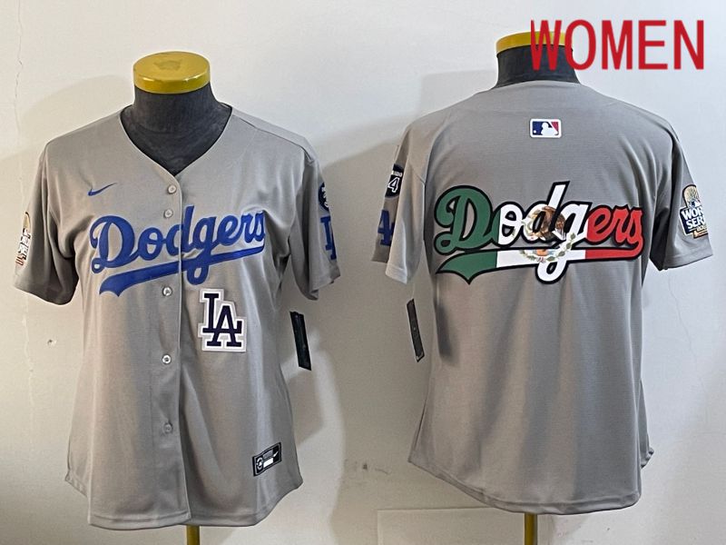 Women Los Angeles Dodgers Blank Grey Game 2024 Nike MLB Jersey style 12056